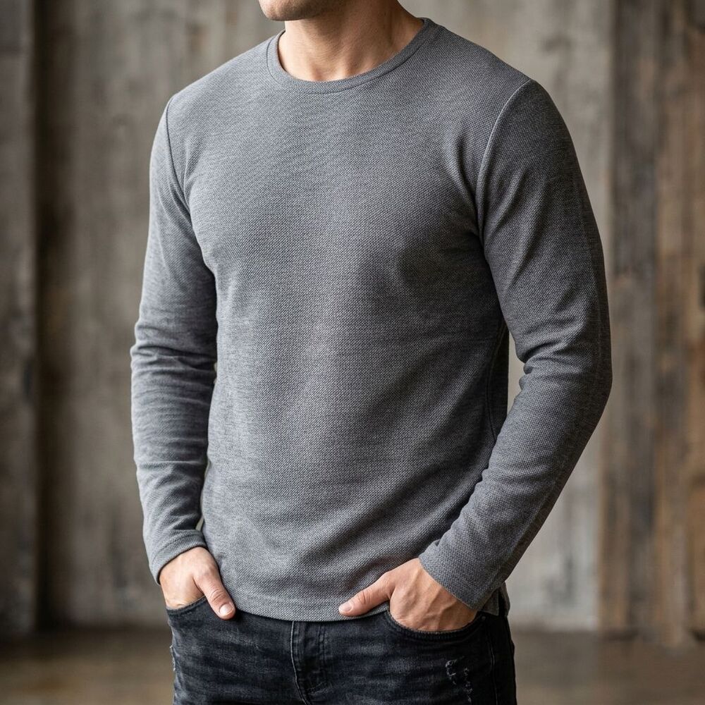 English Laundry Mens XL Long Sleeve Crewneck Shirt Charcoal NWT